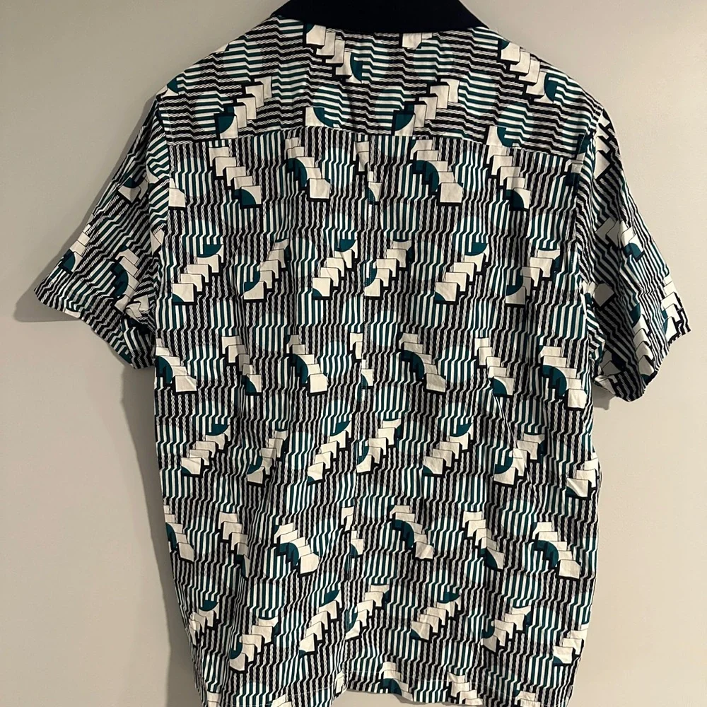 NWOT Murano Retro Bowling Navy and White Patterned Button Down Shirt